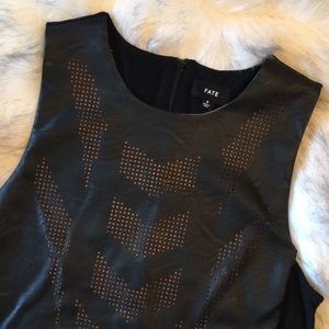 {Fate} Faux Black Leather Sleeveless Top Small